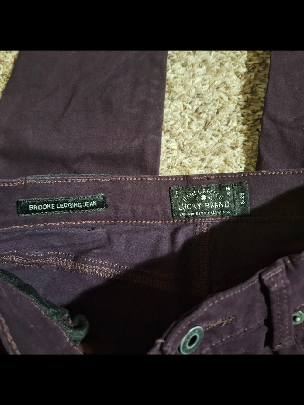 Lucky Brand Brooke Legging Jeans Plum Purple Soft Sateen 6/28